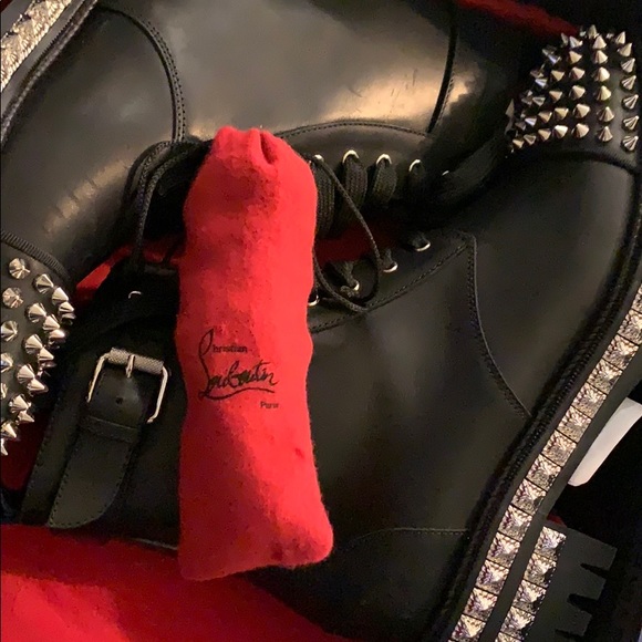 💯% Authentic!!!Christian Louboutin Black and Silver Ankle Boots - Picture 7 of 11